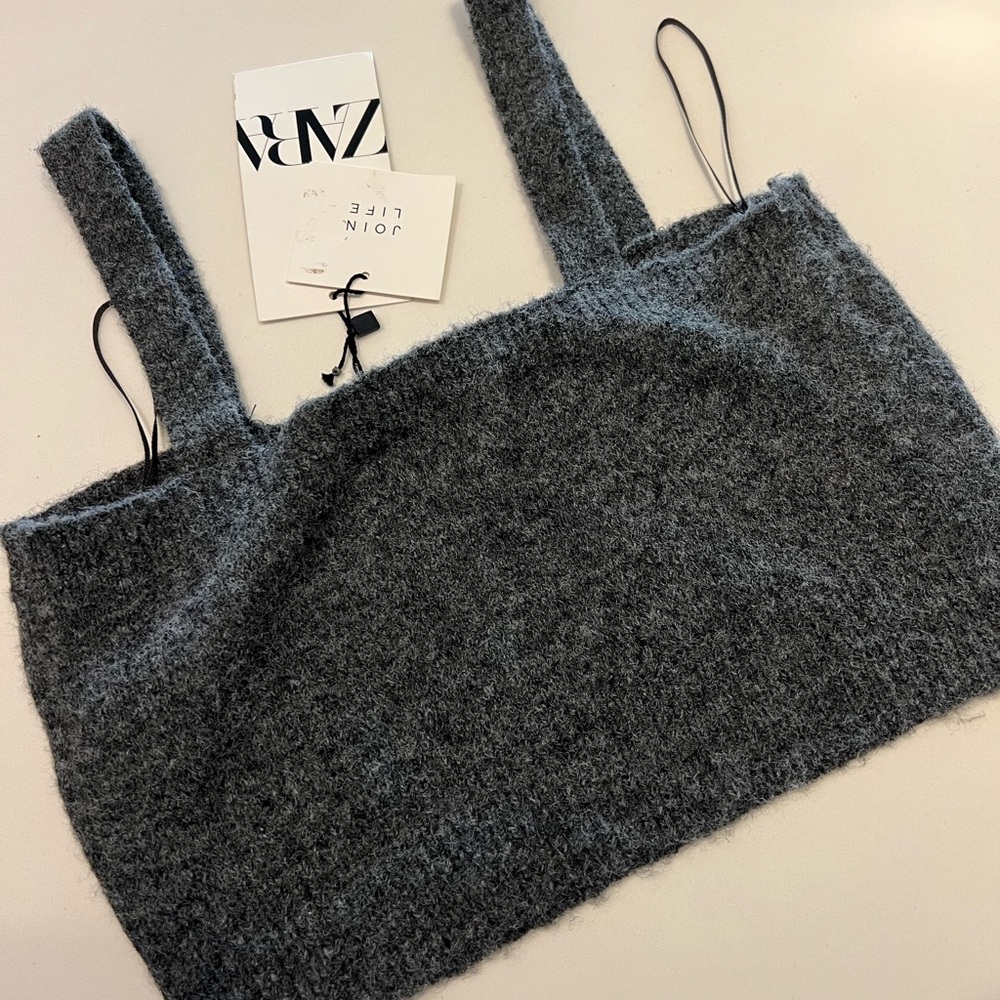 Zara Gray Knit Crop Top